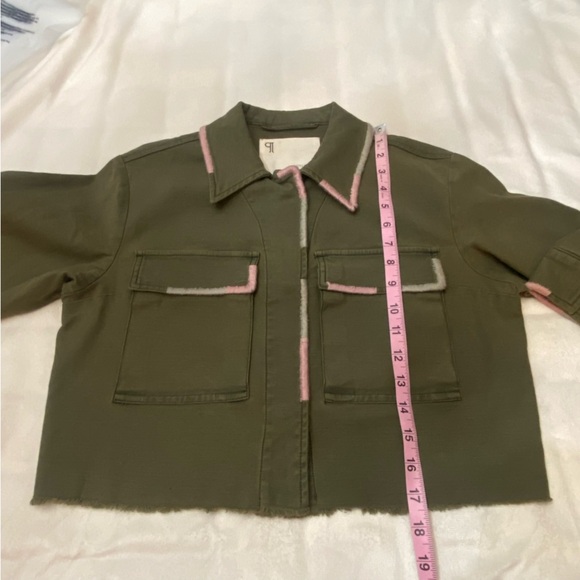 New! Anthropologie Pilcro Army Green Cropped Embroidered Jacket 2515 - Picture 8 of 13